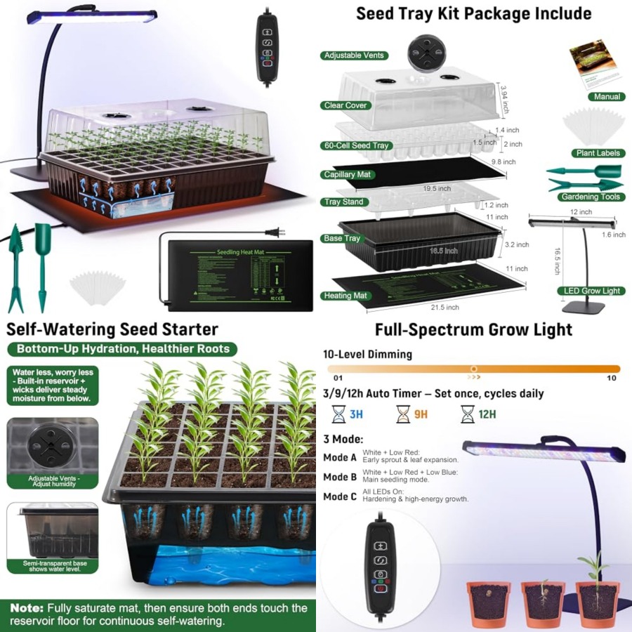 60-Cell Self-Watering Seed Sta - Seedling Heat Mat recension och pris